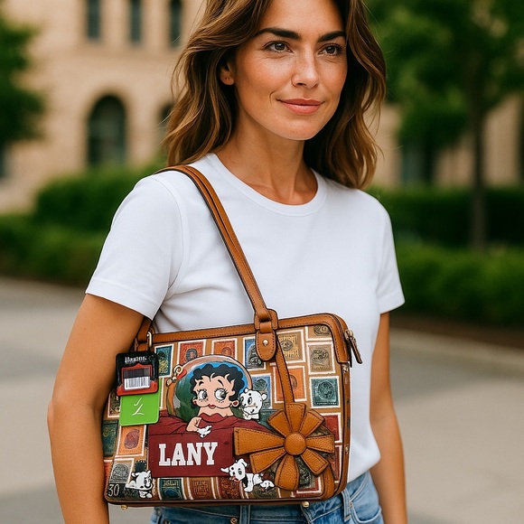 🎉HostPick🎉 Betty Boop LANY Shoulder Bag NWT - RARE, unique postage stamp design - Picture 2 of 16